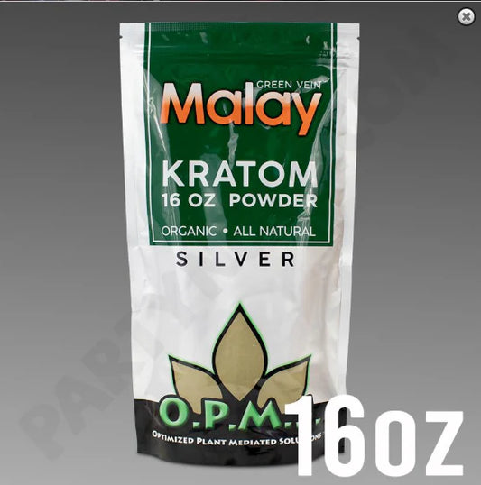 OPMS Silver - Green Vein Malay Kratom 16oz. Powder