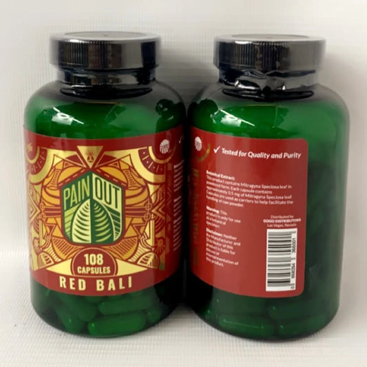 Pain Out Kratom Capsules- Red Bali- 108ct