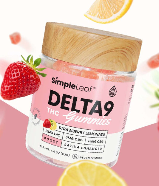 Simple Leaf Delta 9 THC Gummies Boost Sativa Enhanced Strawberry Lemonade