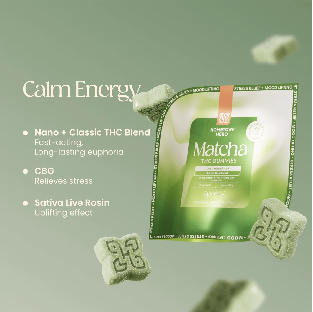 Matcha | 25mg D9 - [10ct] Live Rosin Gummies [HYBRID]