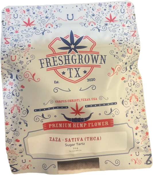 FreshGrown TX Premium Hemp Flower| Zaza- Hybrid THCA- Sugar Tartz 3.5g